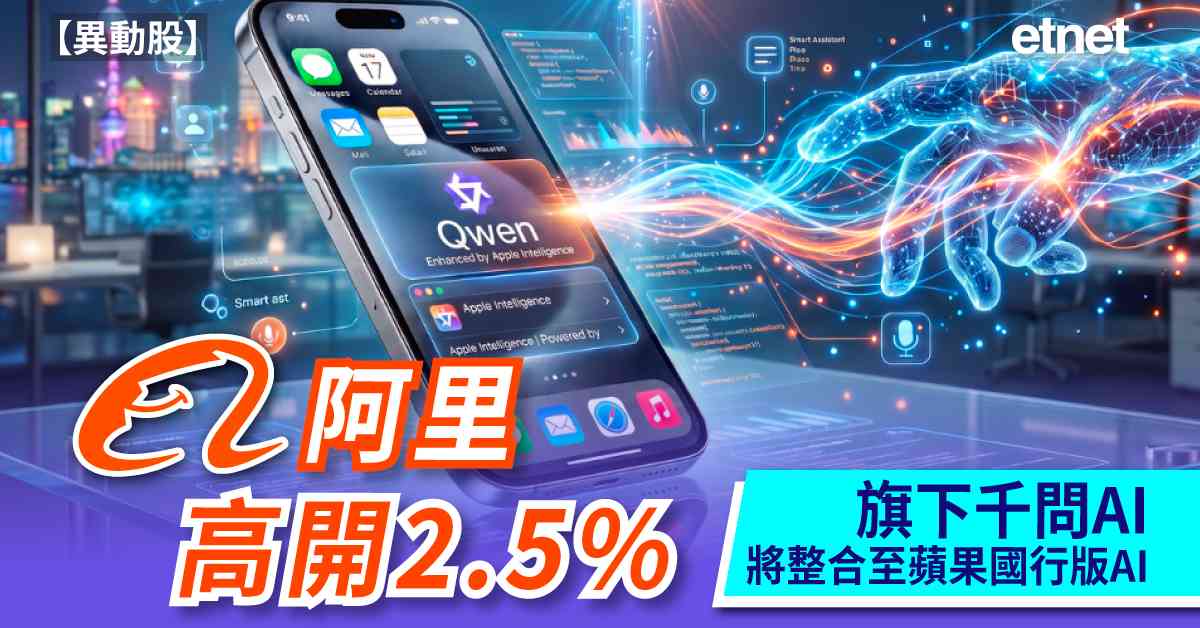 異動股 | 阿里高開2.5%，旗下千問AI將整合至蘋果國行版AI