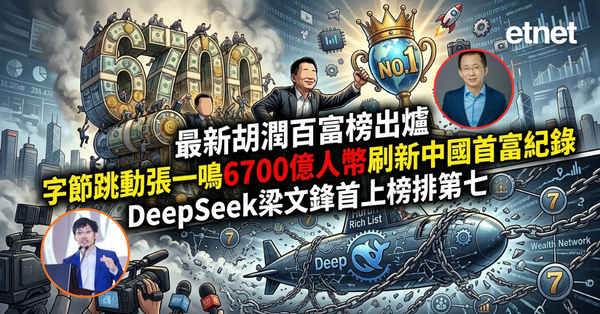 最新胡潤百富榜出爐，字節跳動張一鳴6700億人幣刷新中國首富紀錄，DeepSeek梁文鋒首上榜排第七