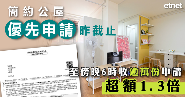 簡約公屋 | 簡約公屋優先申請昨截止，至傍晚6時收逾萬份申請超額1.3倍