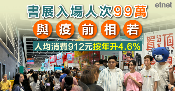 香港書展 | 書展入場人次99萬與疫前相若，人均消費912元按年升4.6%