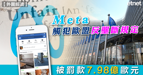 FACEBOOK | Meta觸犯歐盟反壟斷規定，被罰款7.98億歐元