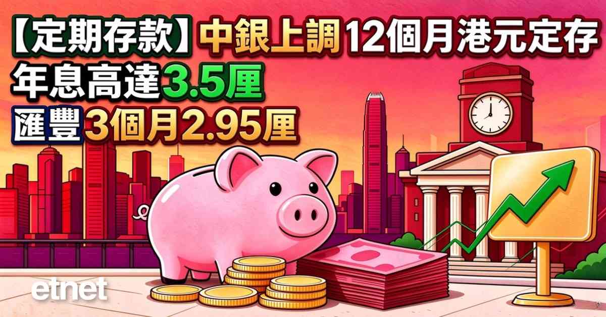 定期存款 | 中銀上調12個月港元定存年息高達3.5厘，滙豐3個月2.95厘