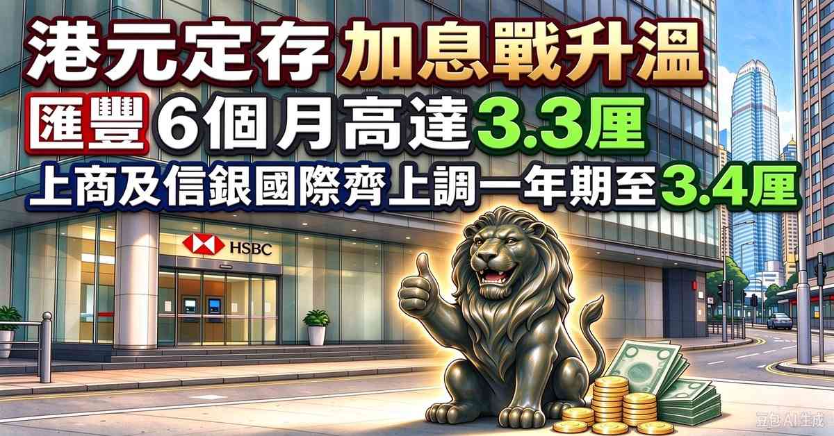 定期存款 | 港元定存加息戰升溫,滙豐6個月高達3.3厘,上商及信銀國際齊上調一年期至3.4厘 定期存款 | 港元定存加息戰升溫,滙豐6個月高達3.3厘,上商及信銀國際齊上調一年期至3.4厘