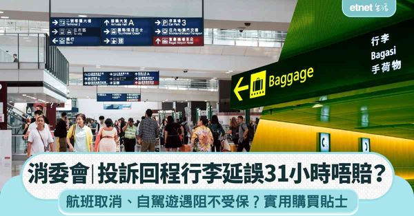 消委會︱投訴回程行李延誤31小時唔賠？航班取消、自駕遊遇阻不受保？實用購買貼士