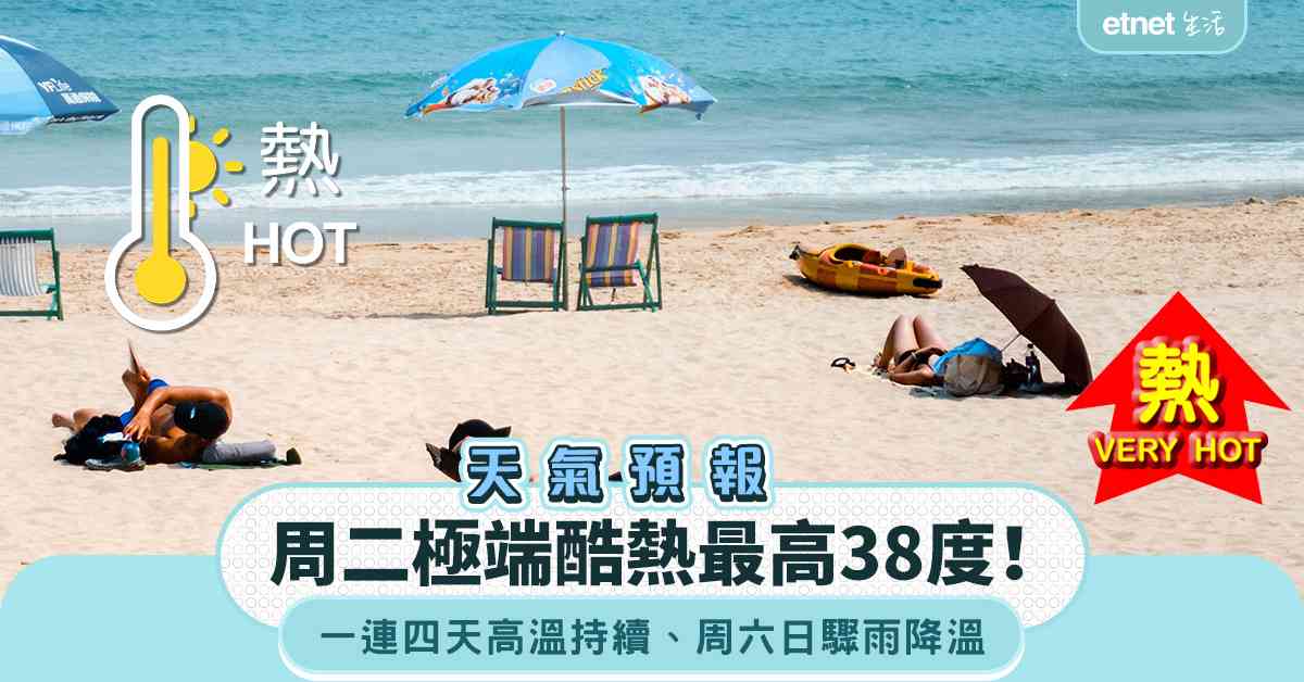 天氣預報︱周二極端酷熱最高38度！一連四天高溫持續＋周六日驟雨降溫