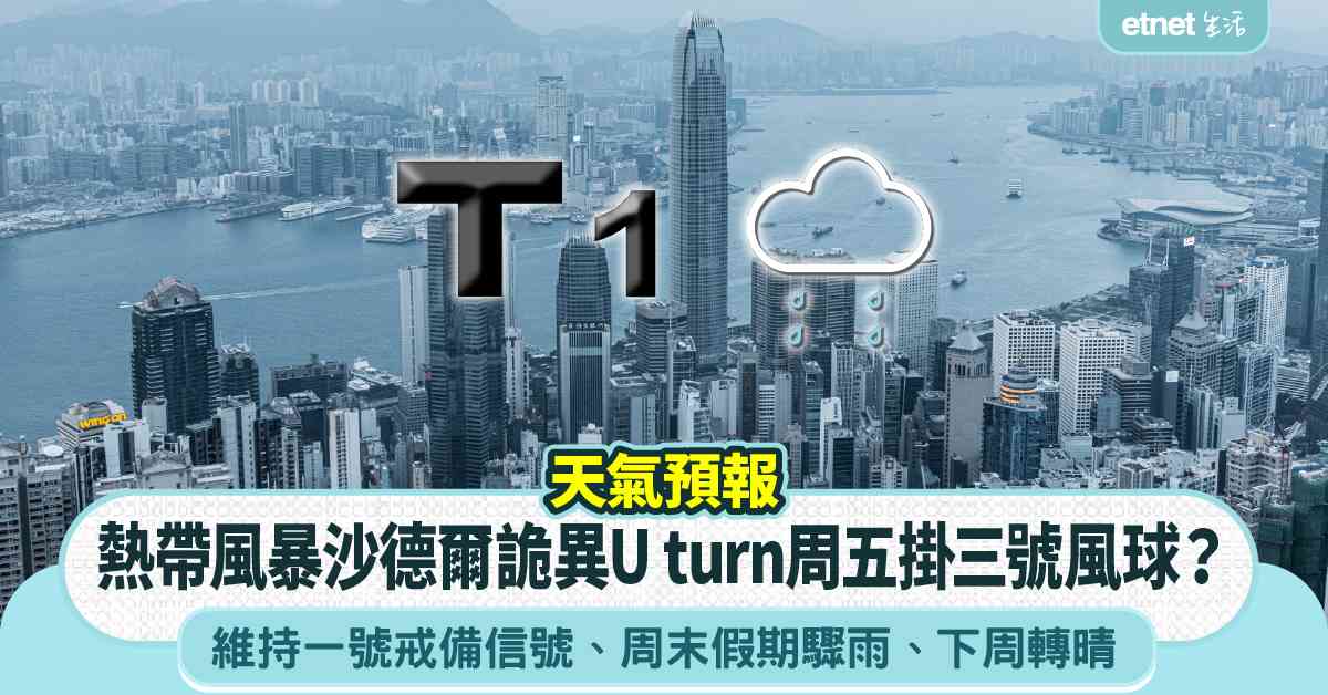 天氣預報︱熱帶風暴沙德爾詭異U turn周五或掛三號風球＋周末假期驟雨＋下周轉晴