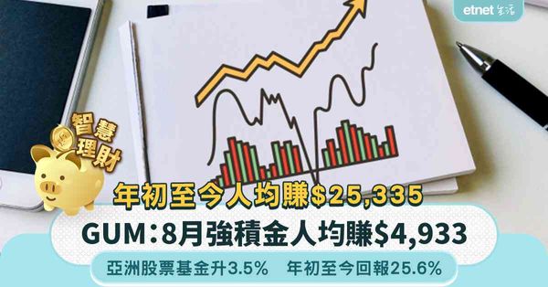 MPF｜8月份「GUM強積金綜合指數」上升1.5%  人均賺$4,933  年初至今賺$25,335