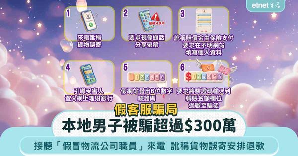 接聽「假冒物流公司職員」來電  訛稱貨物誤寄安排退款  本地男子被騙逾$300萬