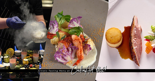 藝術家大廚Chef’s Table！精緻到極桃太郎番茄龍蝦沙律、煎封五香野鴨胸配馬鈴薯千層、壓軸吸睛冰火「甜品畫」！四手聯乘晚宴令人期待
