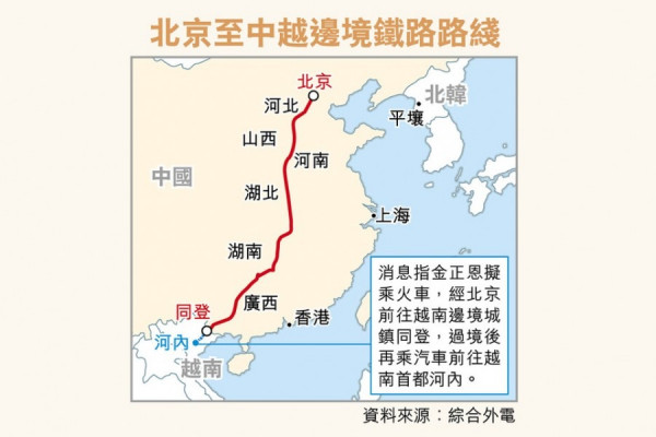 美朝峰會 金正恩擬坐火車赴越南