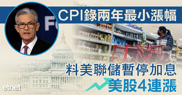 CPI錄兩年最小漲幅，料美聯儲暫停加息美股4連漲